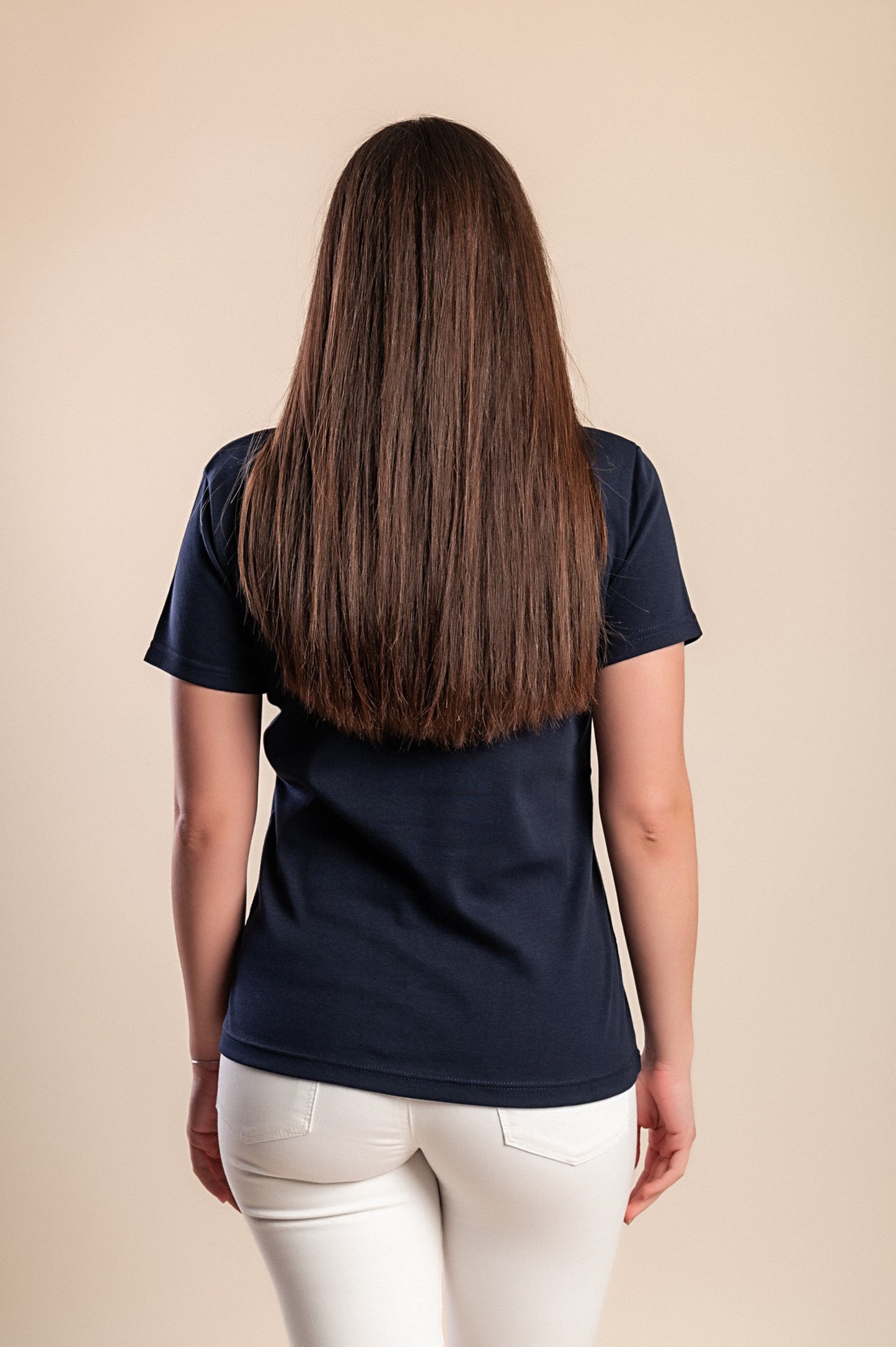 Maglietta stampata taglie forti, blu scuro