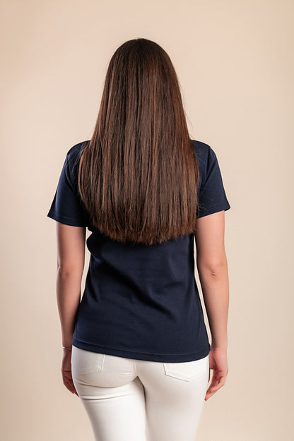 Maglietta stampata taglie forti, blu scuro