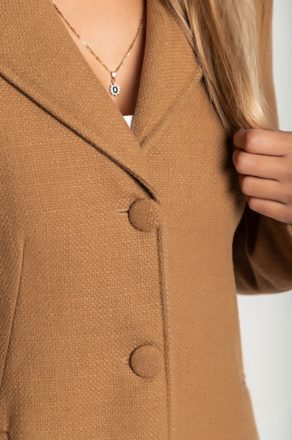 Cappotto lungo elegante, color cammello