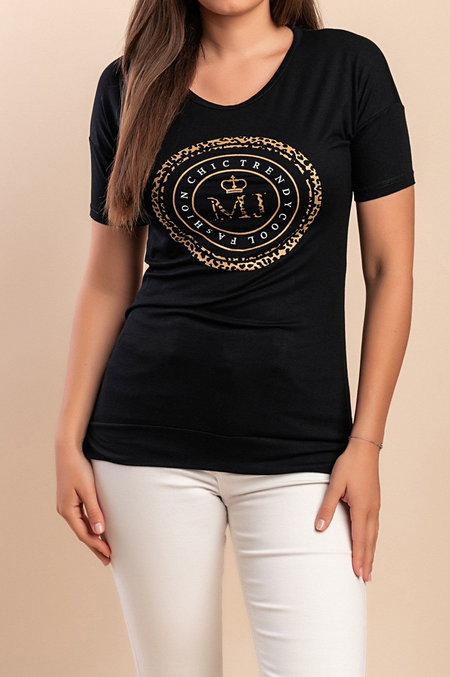 T-shirt in cotone con stampa, nera