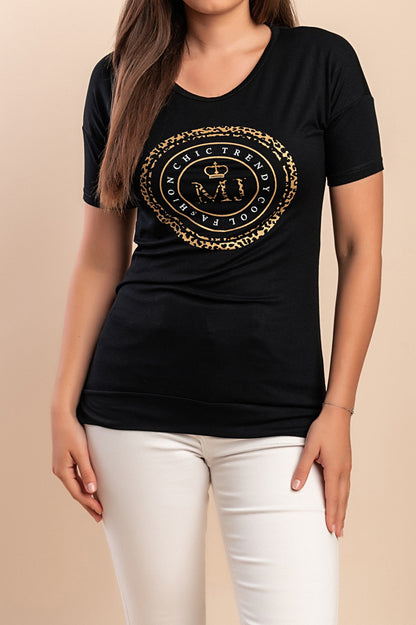 T-shirt in cotone con stampa, nera