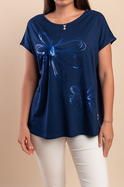 T-shirt stampata, blu