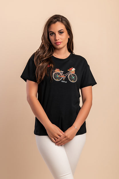 T-shirt stampata, nera