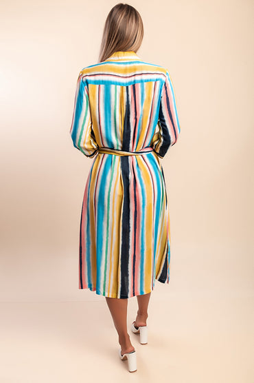 Abito camicia stampato, multicolore