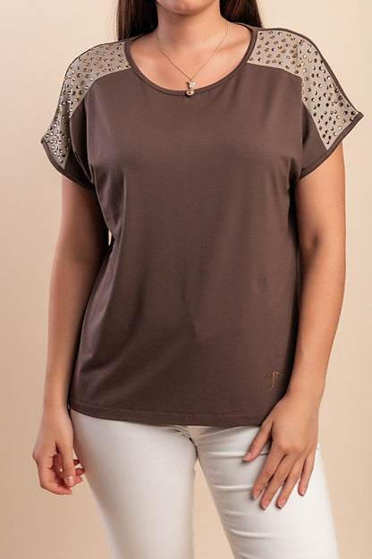T-shirt in viscosa, beige