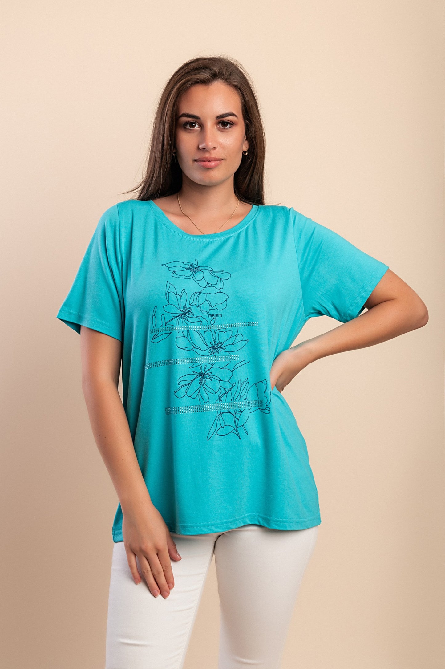 T-shirt in viscosa, turchese