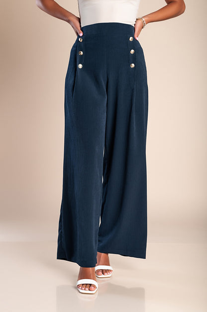 Pantaloni lunghi eleganti con bottoni, neri.