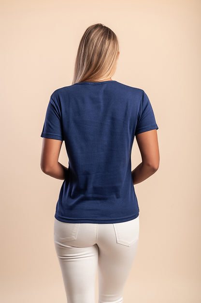T-shirt in cotone con scollo rotondo, bianca