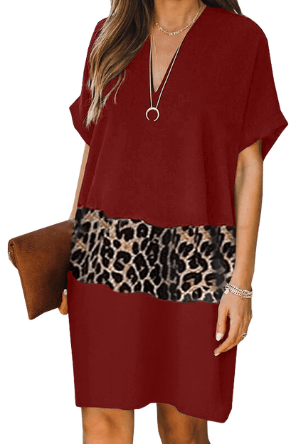 VESTITO ELEGANTE MINI LEOPARDATO GALILEA, BORDEAUX