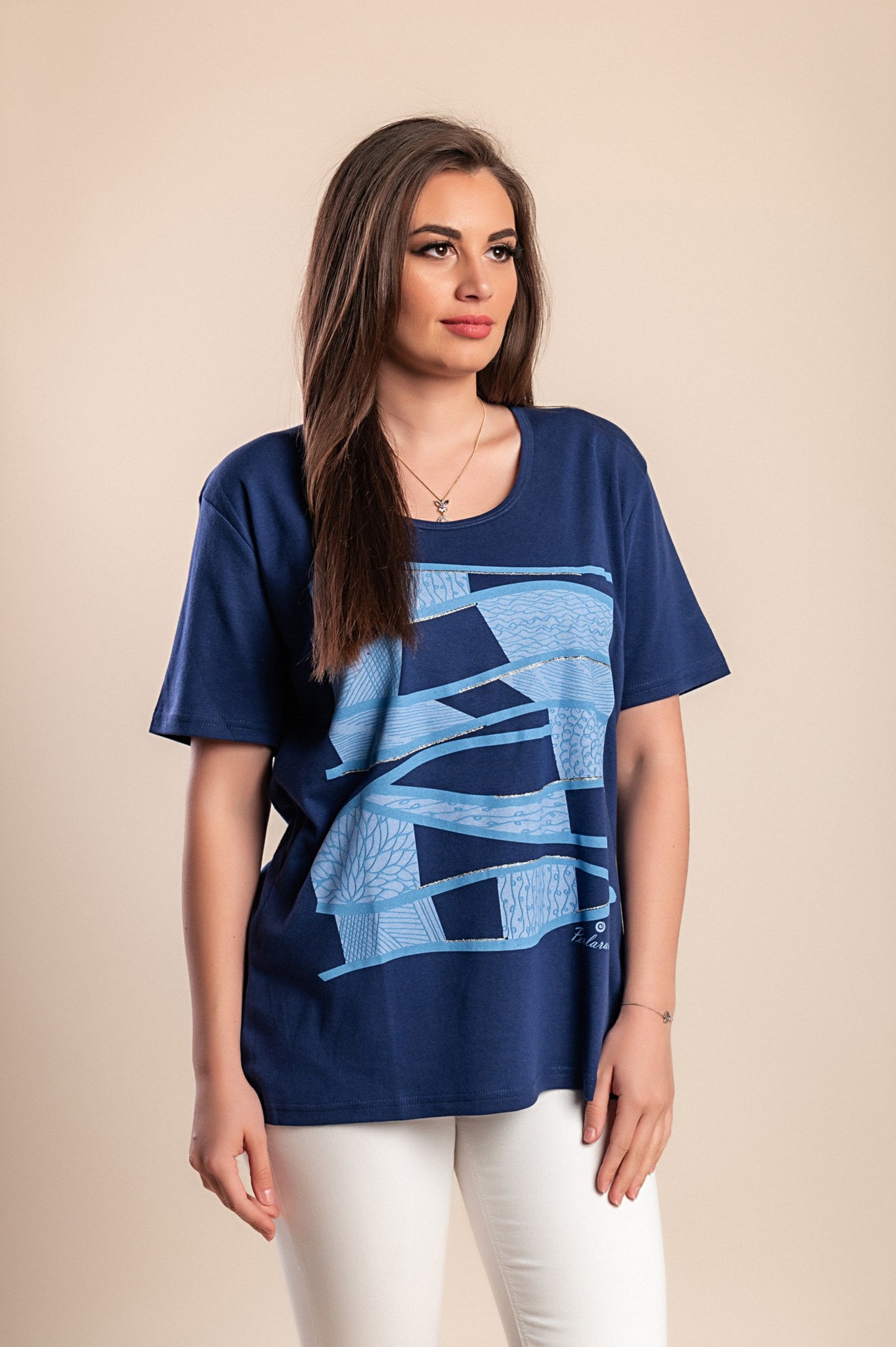 Maglietta stampata taglie forti, rosa