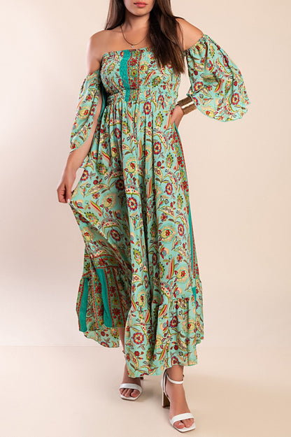 Abito maxi con stampa, multicolore