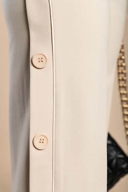 Pantaloni eleganti con bottoni, petrolio