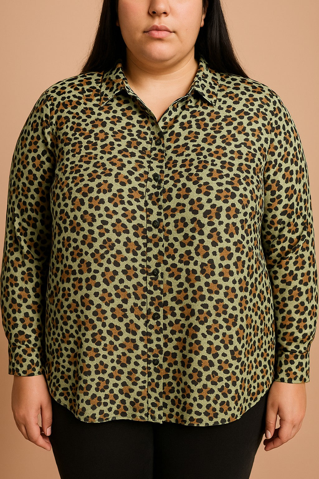 Camicetta stampata taglie forti, verde