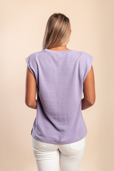 Top girocollo, viola