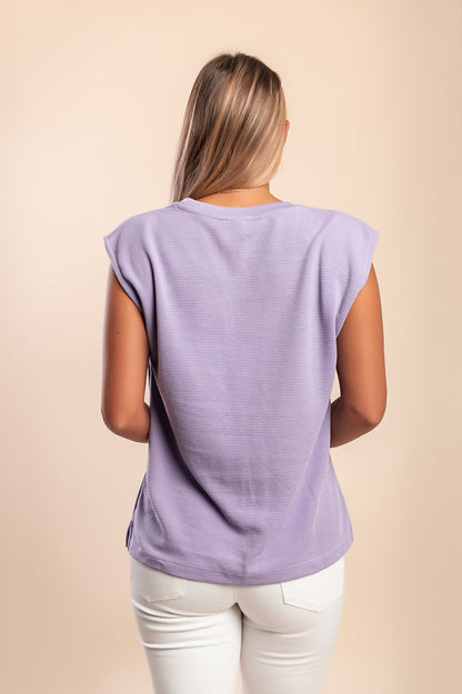 Top girocollo, viola