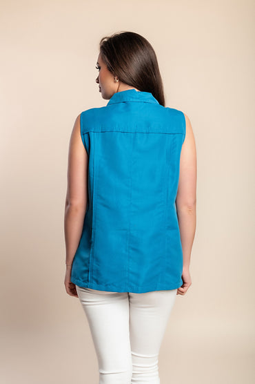 Gilet taglie forti con cerniera, blu