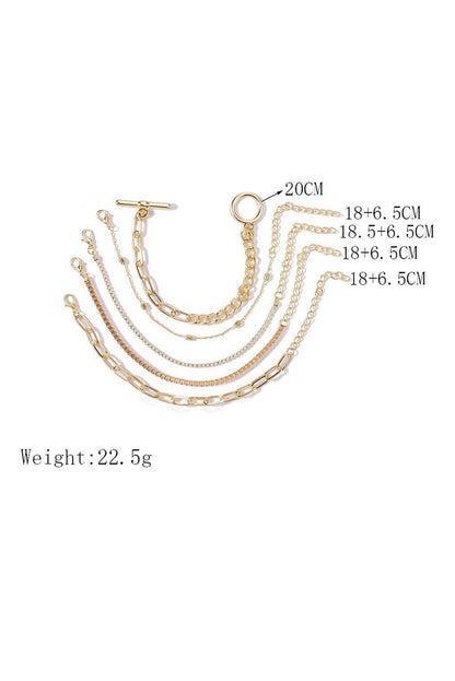 SET DI 5 BRACCIALI, VARIE FORME VERREN, COLORE ORO