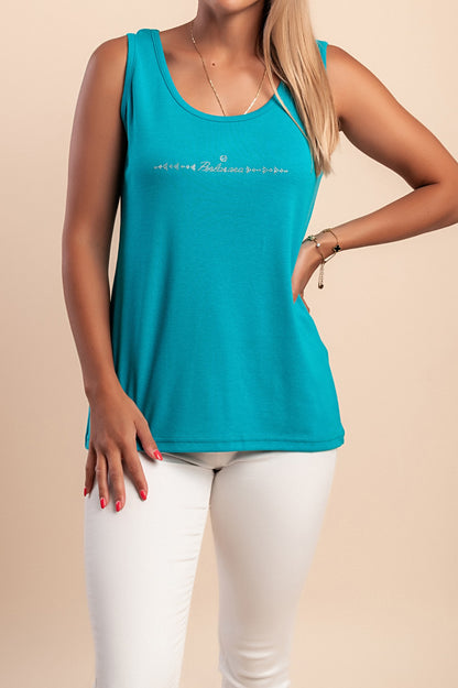 Top senza maniche in cotone, arancione