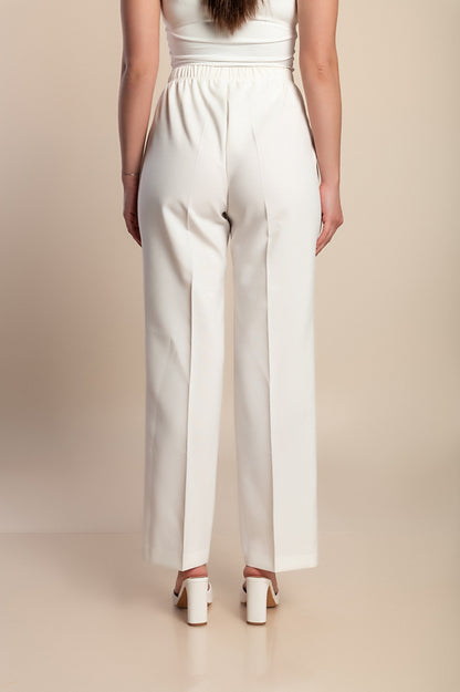 Pantaloni eleganti taglie forti, crema