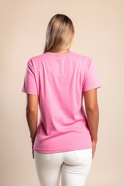 T-shirt in cotone con stampa, rosa
