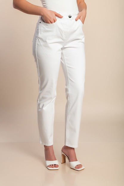 Pantaloni di cotone taglie forti, bianchi