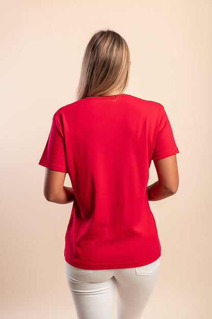 Maglietta con scollo tondo, rossa