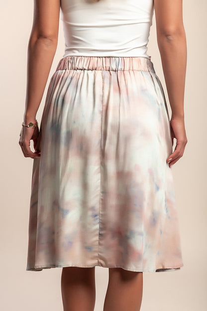 Gonna midi con stampa, grigia