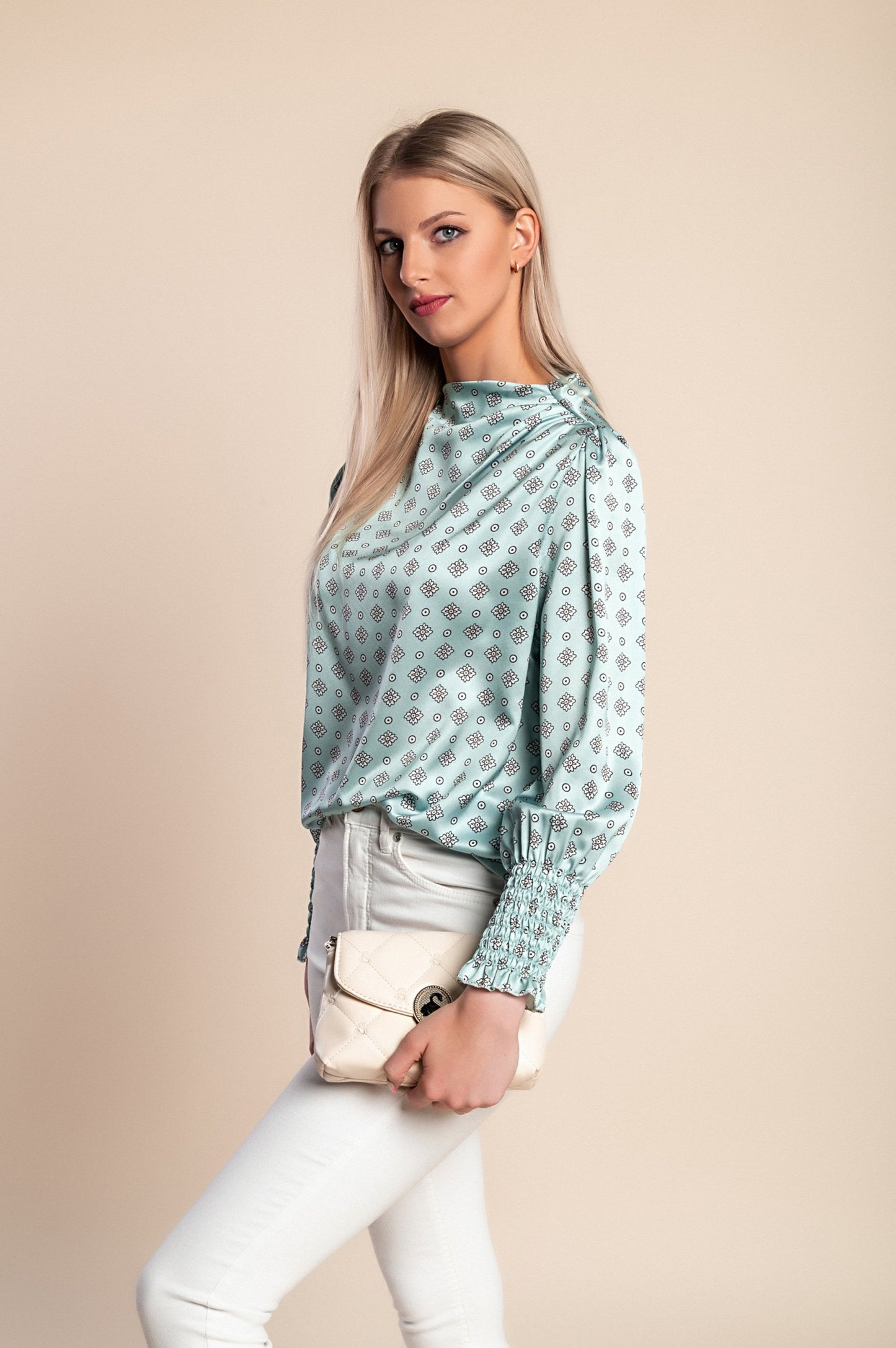 Camicetta stampata, colore beige