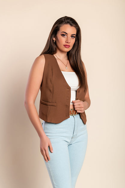 Gilet elegante con bottoni, bianco