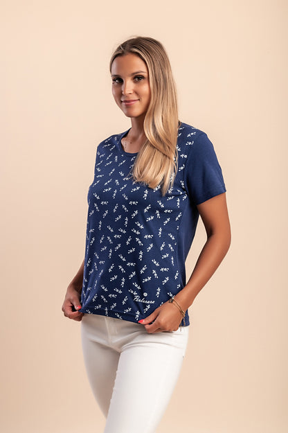 T-shirt in cotone con stampa, blu scuro