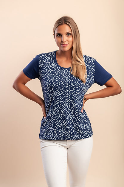 T-shirt in cotone con stampa, blu scuro