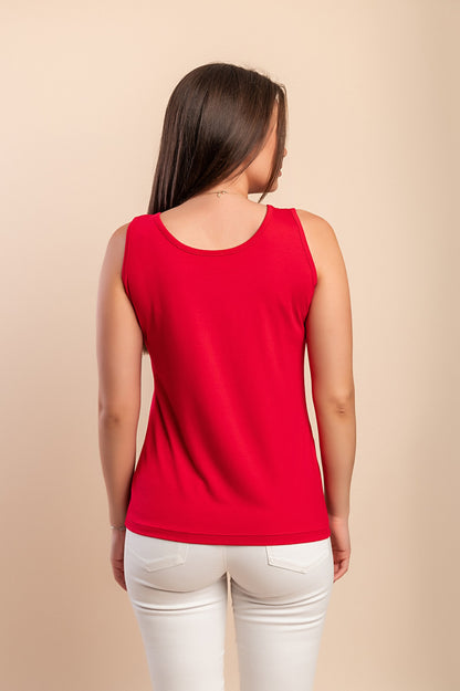 Top senza maniche in cotone, rosa