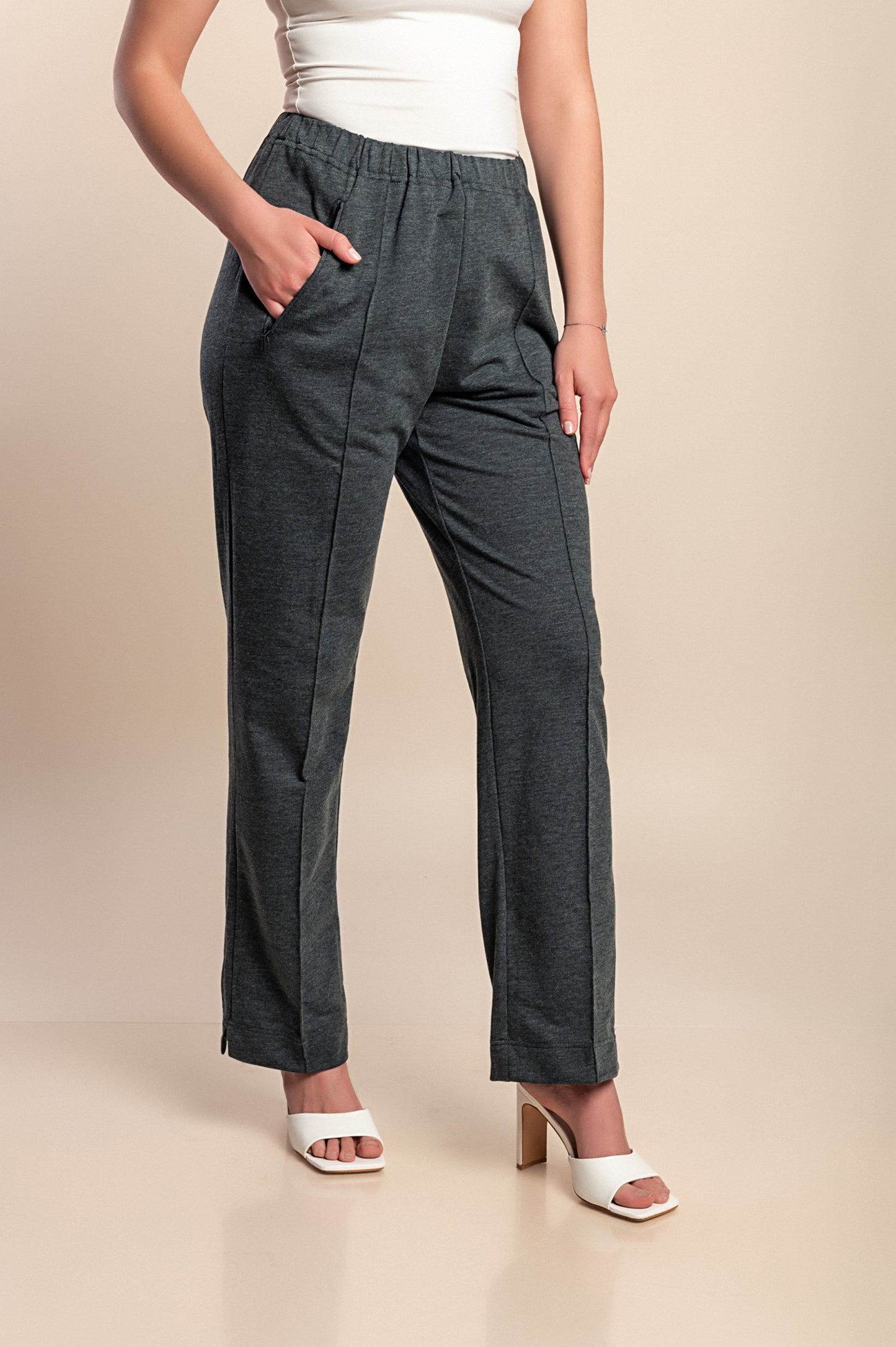 Pantaloni di cotone taglie forti, grigi