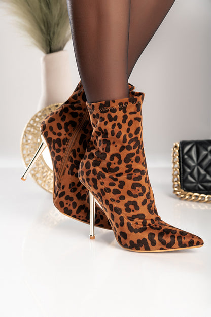 Stivaletti con tacco Allos, leopardato