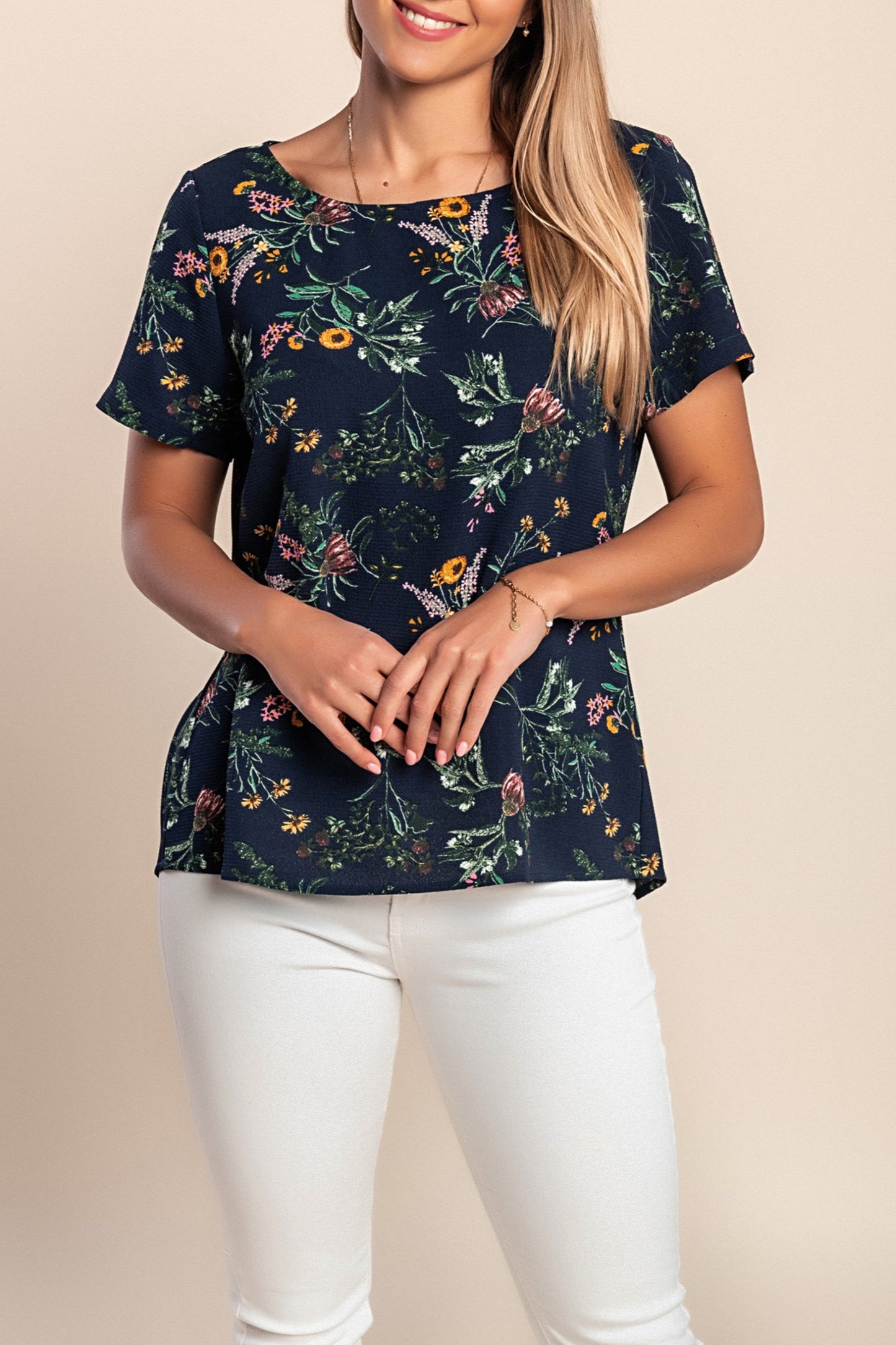 Camicetta a maniche corte, blu scuro