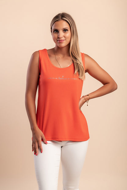 Top senza maniche in cotone, arancione