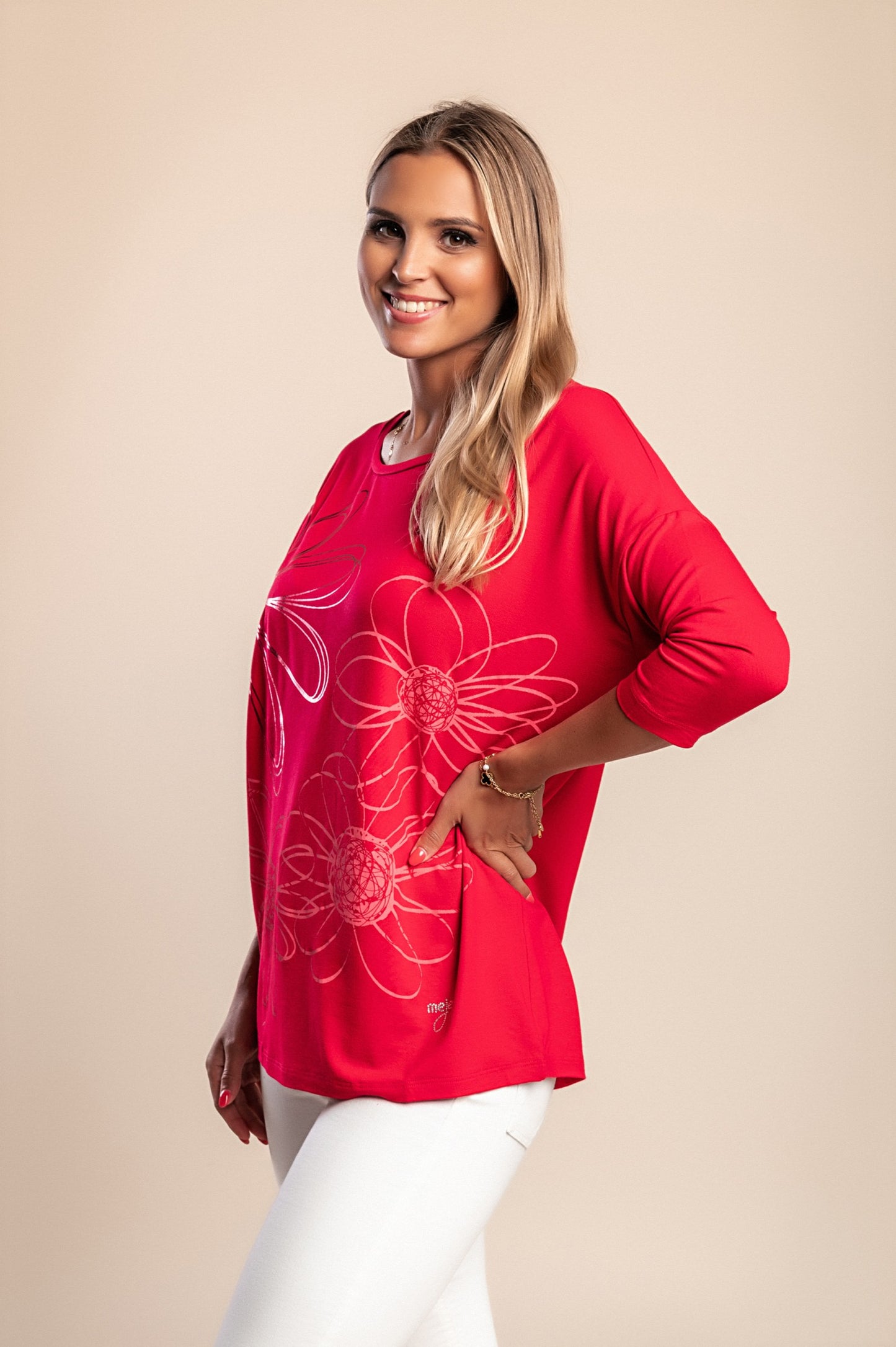 Maglietta a maniche 3/4, bianca