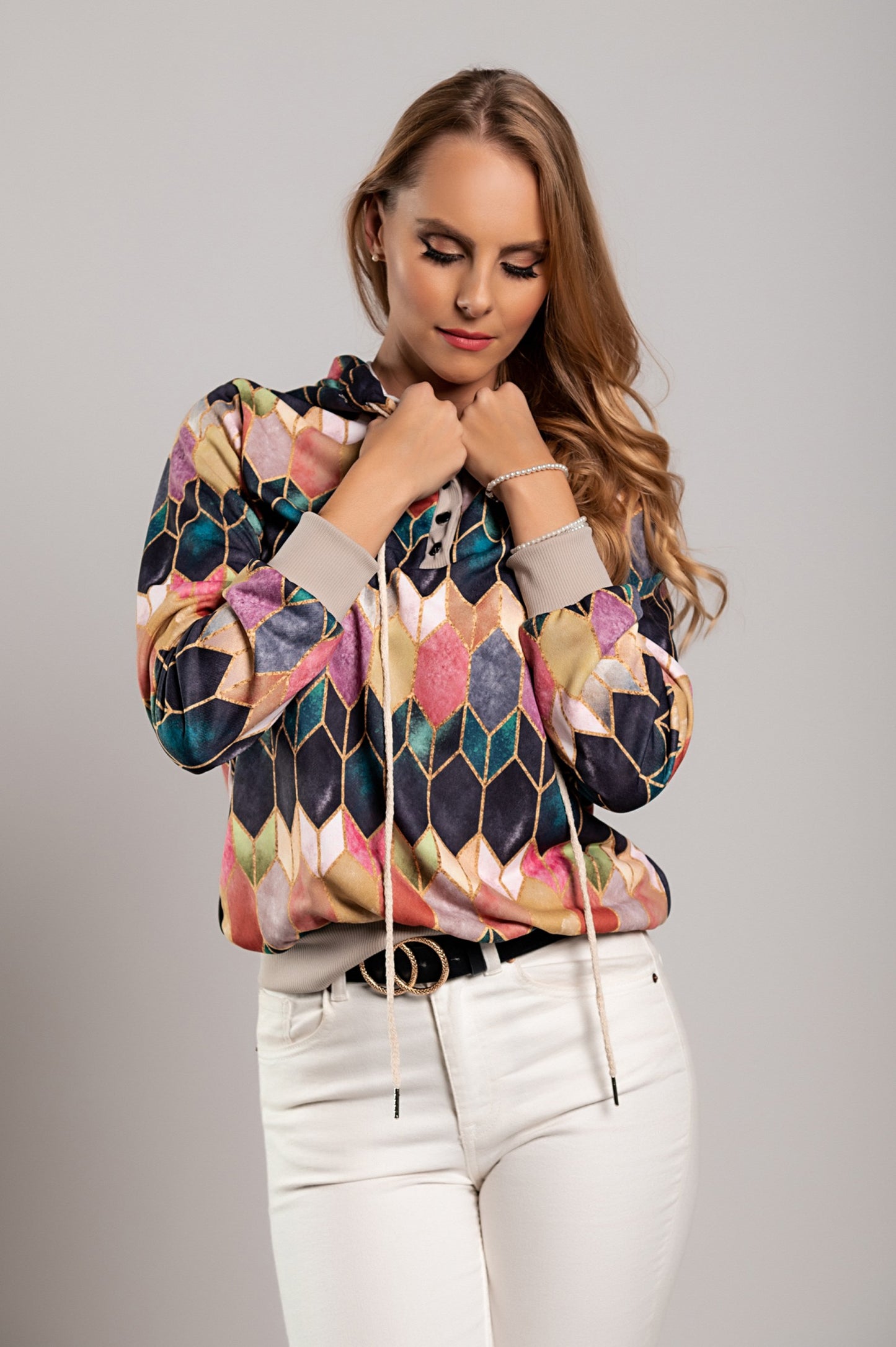 Maglietta maniche lunghe con stampa Cartama, rosa