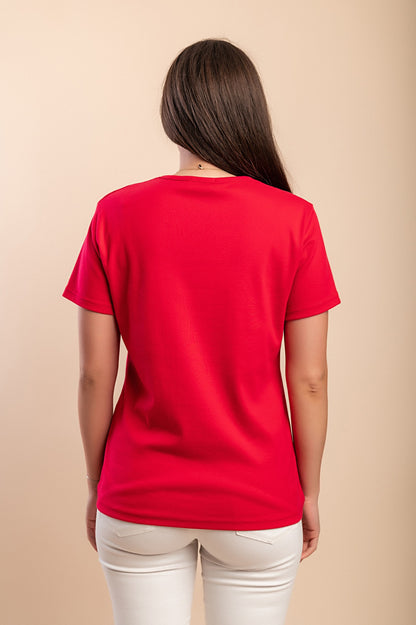 T-shirt in cotone con stampa, rossa