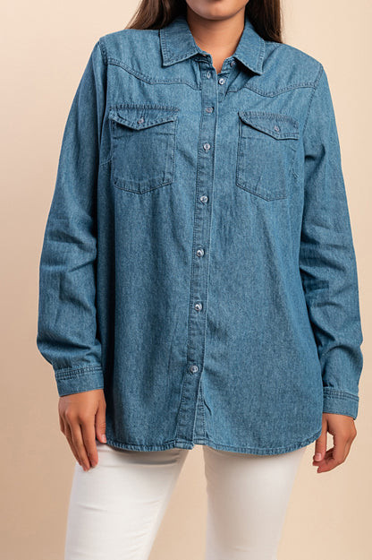 Camicia in denim taglie forti, blu