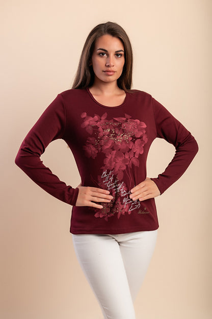 T-shirt a maniche lunghe con stampa, bianca