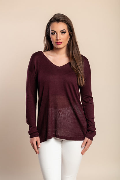 Maglione con bottoni, viola