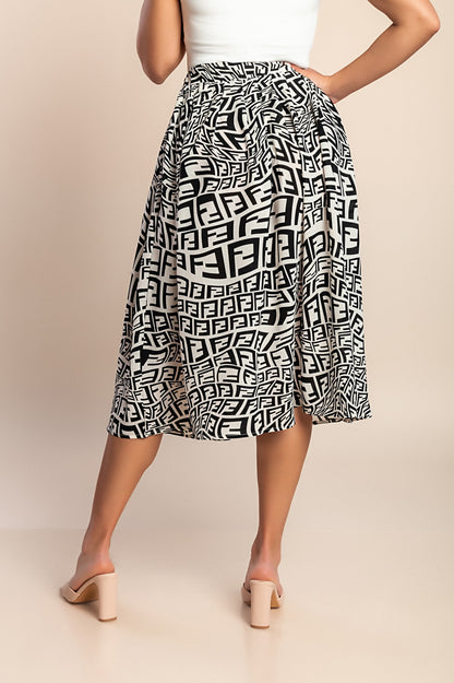 Gonna midi stampata, multicolore