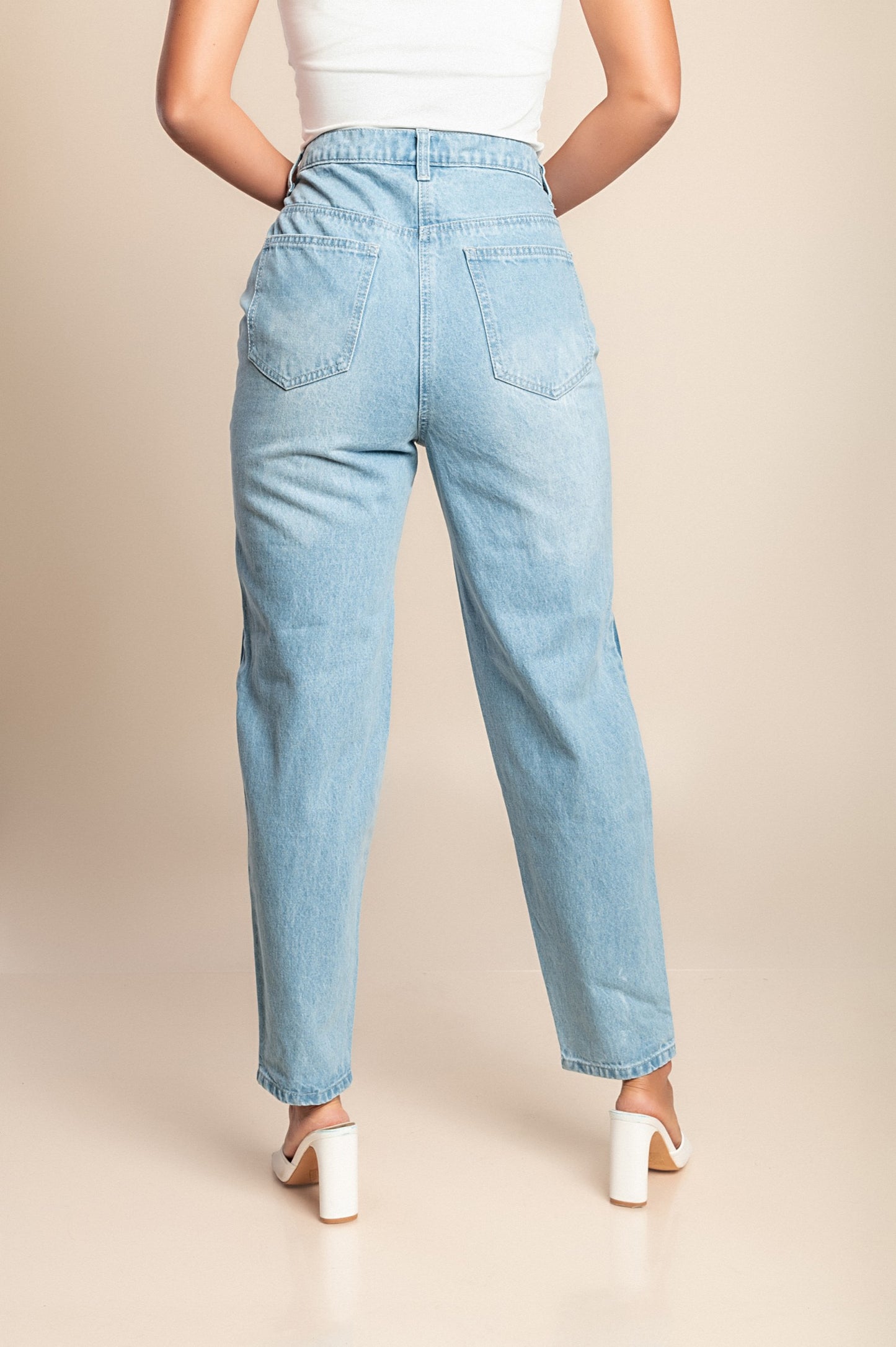 Jeans a vita alta, azzurro