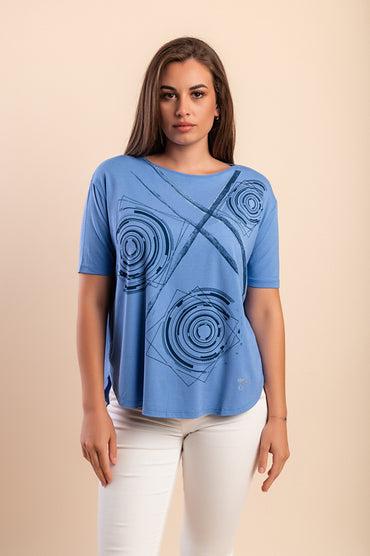 Maglietta con stampa, blu