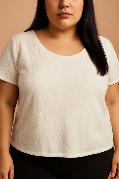 Top in pizzo taglie forti, bianco