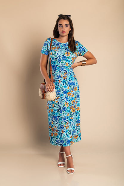 Maxi abito con stampa floreale, multicolor
