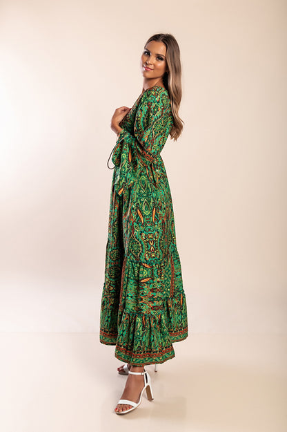 Abito maxi con stampa, blu