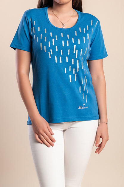 T-shirt stampata, blu