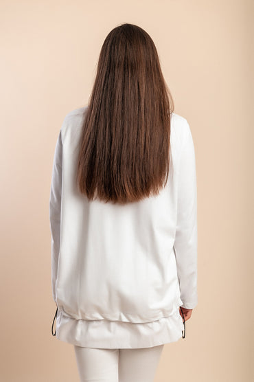 Top in cotone taglie forti, bianco